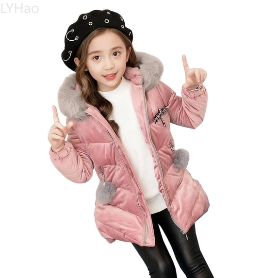 LYHao Girls Down Jacket Winter Coats Long Coat Thickened Warm Outerwear For Cold Weather Windproof Soft Fleece Kids Fashion Girls Down Coats,Sizes 11-12 Years