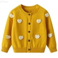 thumbnail image 1 of LYHao Girls Knit Cardigan Sweater Handmade Heart Design Casual Spring Fall Winter Top Outerwear For Toddler Kids Soft Comfortable For 1 12 Year Old Girls Sizes 5-6 Years(Yellow), 1 of 6
