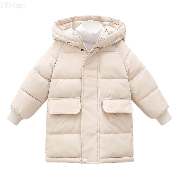 LYHao Girls Long Down Coat Winter Warm Insulated Mid Length Jacket With Hood For Toddlers And Kids Girls Down Coats,Sizes 3-4 Years