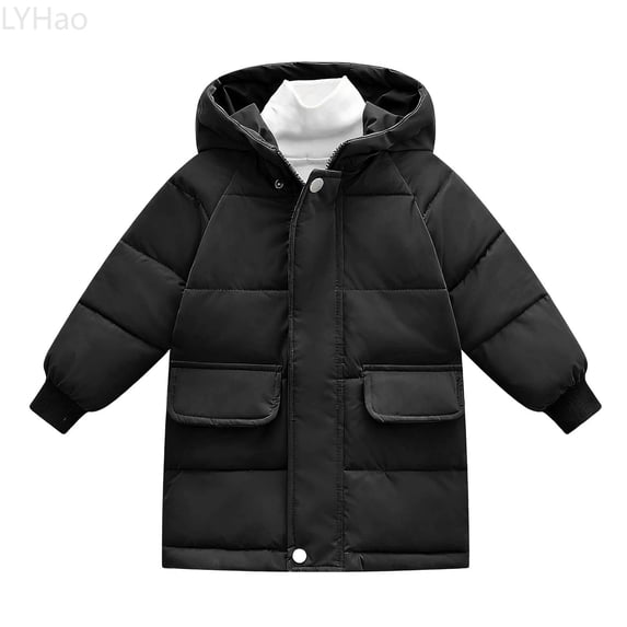 LYHao Girls Long Down Coat Winter Warm Insulated Mid Length Jacket With Hood For Toddlers And Kids Girls Down Coats,Sizes 3-4 Years