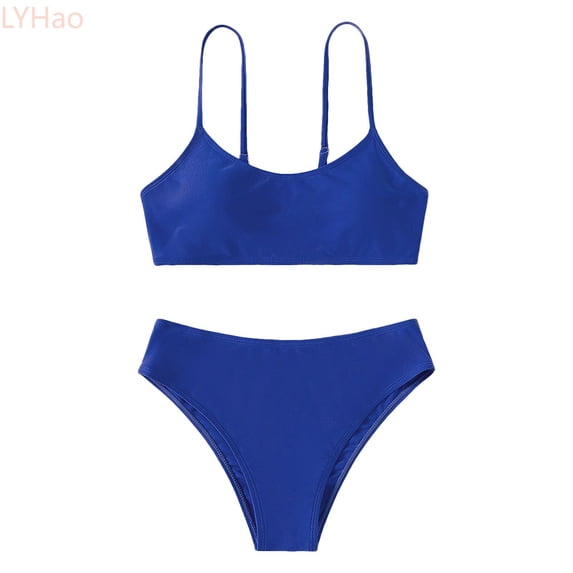 LYHao Girls Multi Color Strapless Swimsuit Little Cute Bikini For Big Kids Sport Outfits,2 Piece Swimwear Sets 9-11 Years Blue