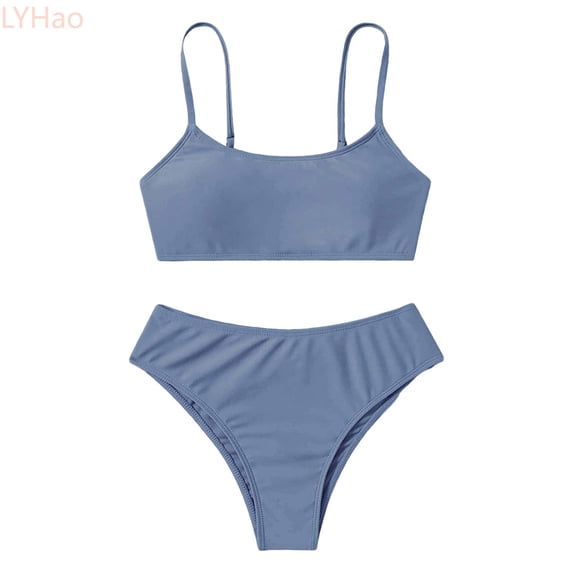 LYHao Girls Multi Color Strapless Swimsuit Little Cute Bikini For Big Kids Sport Outfits,2 Piece Swimwear Sets 9-11 Years Blue
