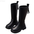 thumbnail image 1 of LYHao Girls Winter Boots Mid Calf Height Side Zipper Warm Lined Non Sole Ankle Booties For Toddler Kids Outdoor Rain Cold Weather ,Girls Boots Sizes 11.5 Black(5-5.5 Years), 1 of 5