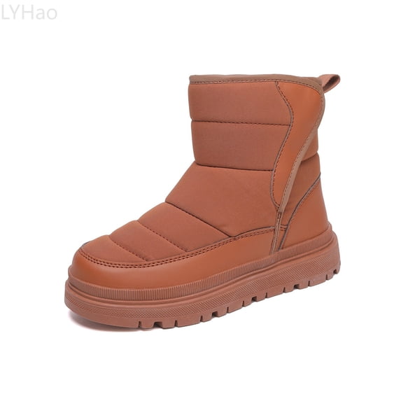 LYHao Girls Winter Boots Slip Warm Fleece Lined Thick Sole Outdoor Cold Weather Footwear For Toddler Kids ,Girls Boots Sizes 7 Brown(13-13.5 Years)