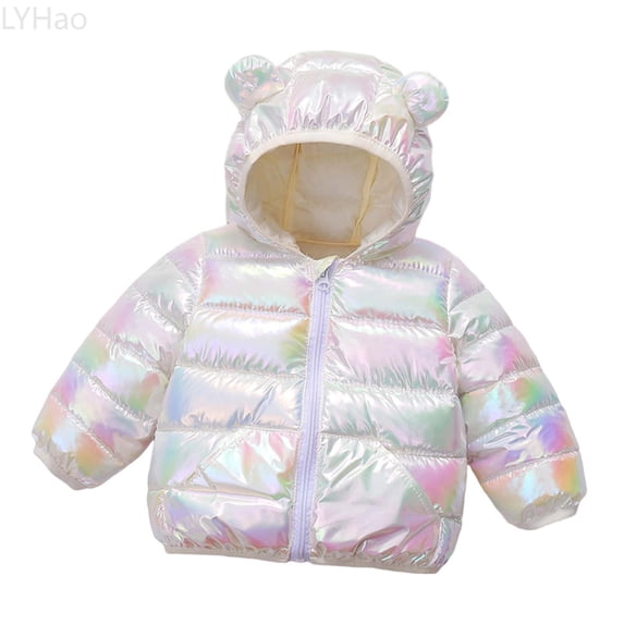 LYHao Girls Winter Coat With Hood Soft Warm Jacket For Kids Lightweight Coat Cute Bear Ears Design Zipper Outerwear Girls Jacket Coat,Sizes 18-24 Months