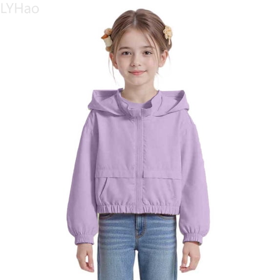 LYHao Kids Girls Coat Hooded Jacket Child Windproof Zipper Outwear Girls Jacket Coat,Sizes 11-12 Years