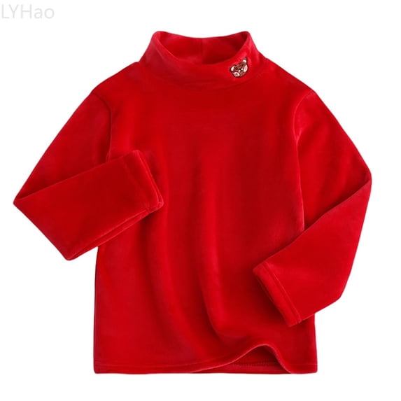 LYHao Kids Thermal Underwear Base Layer Top High Neck Warm Long Sleeve Shirt For Girls And Boys Winter Soft Breathable Fabric Sizes 11-12 Years(Red)
