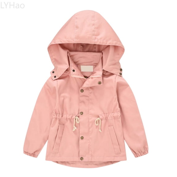 LYHao Kids Trench Coat For Boys And Girls Long Raincoat With Hood Autumn Windbreaker Casual Outerwear Jacket Boys Jacket Coats,Sizes 5-6 Years