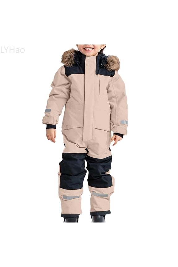 Snowsuit For Big Kids Cold Weather Windproof Ski Outfit Warm For Winter Outdoor Adventures Boys Outerwear Coats,Sizes 3-4 Years