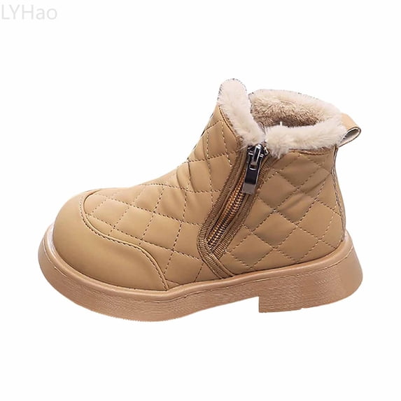 LYHao Stylish Girls Boots For Autumn And Winter Children's Short Booties With Warm ,Girls Boots Sizes 3 Yellow(11-11.5 Years)