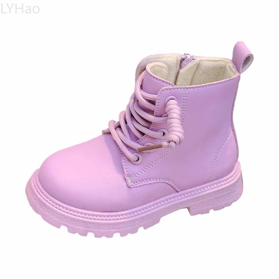 LYHao Stylish Girls Boots Soft Sole Short Ankle Boots Kids For Girls ,Girls Boots Sizes 11.5 Purple(5-5.5 Years)
