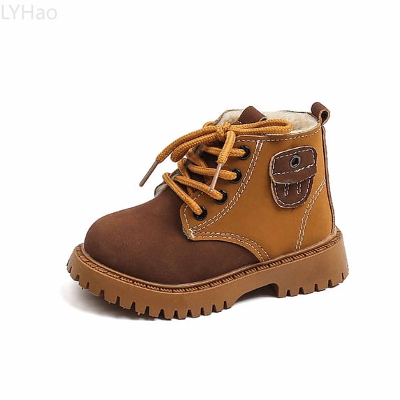 LYHao Stylish Winter Boys Boots With Warm And Easy Side Zipper Closure For Kids' Comfort And In Cold Weather Durable Casual ,Girls Boots Sizes 10.5 Brown(4-4.5 Years)
