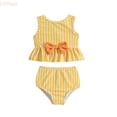 thumbnail image 1 of LYHao Summer Toddler Girls Striped Printed Bowknot Two Piece Swimwear Swimsuit Bikini,2 Piece Swimsuit 6-12 Months Yellow, 1 of 7