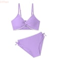thumbnail image 1 of LYHao Swimsuits V Neck Drawstring Cute Girls Bikini Swim Two Piece With Chest Pad,2 Piece Bikini Set 13-14 Years Purple, 1 of 7