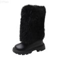 thumbnail image 1 of LYHao Winter Girls Boots Mid Calf Lined Warm Comfortable Casual Shoes With Rear Zipper For Toddler Kids ,Girls Boots Sizes 9 Black(2.5-3 Years), 1 of 6