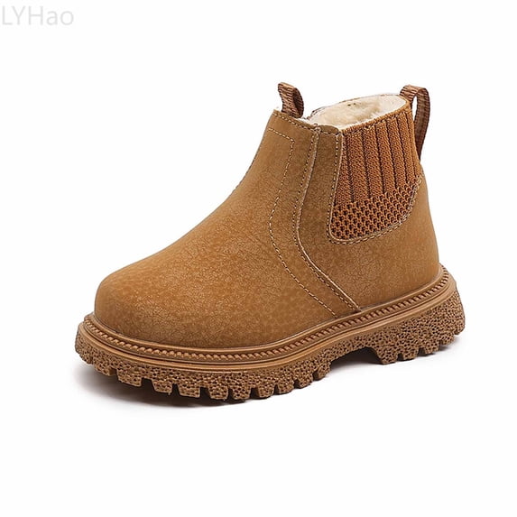 LYHao Winter Girls Boots Soft Sole Fashionable English Style Children Booties Ideal For Casual Outdoor Activities ,Girls Boots Sizes 11 Yellow(4.5-5 Years)