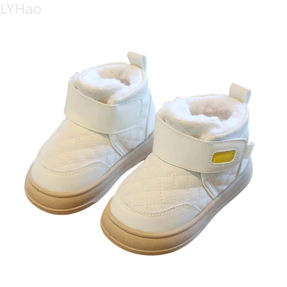 LYHao Winter Girls Boots Water Thermal Insulated Short Ankle Booties For Toddler Kids Outdoor Play ,Girls Boots Sizes 12 White(5.5-6 Years)