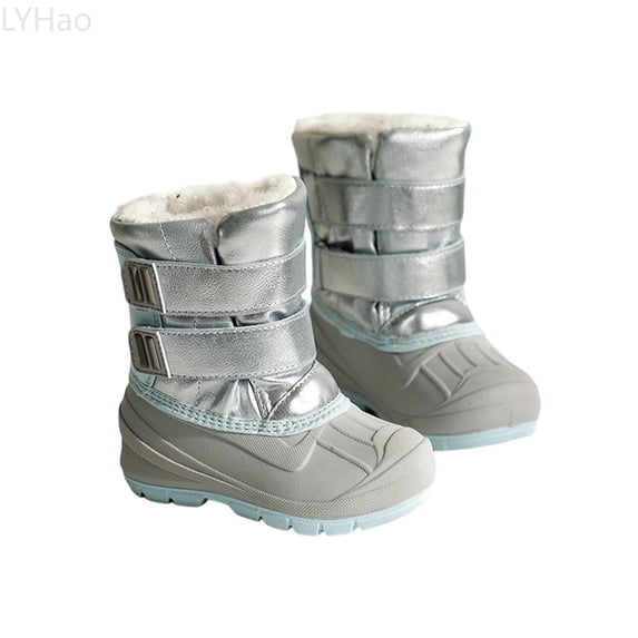 LYHao Winter Kids Boots Insulated Warm Fleece Lined Non Slip Outdoor Shoes For Girls And Boys Toddler Children ,Girls Boots Sizes 8 Gray(2-2.5 Years)