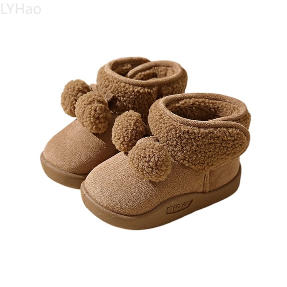LYHao Winter Warm Snow Boots For Girls Cold Weather Outdoor Thermal Insulated Soft Sole Non Toddler Shoes Suitable For 18 Months To 4.5 Years Old ,Girls Boots Sizes 10 Brown(4-4.5 Years)