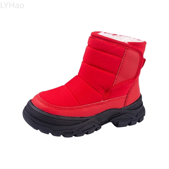 LYHao Winter Warmth Kids Boots With Cozy Lined Insulation And Flexible Ready Sole For Everyday Play ,Girls Boots Sizes 1.5 Red(9-10 Years)