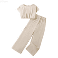 thumbnail image 1 of LYHaoo 2 Pcs Outfits Sets for Girls Girls Summer Outfits Set Elastic Casual Fashion Clothes For 8 12 Years Old Sizes 11 Years(White), 1 of 6