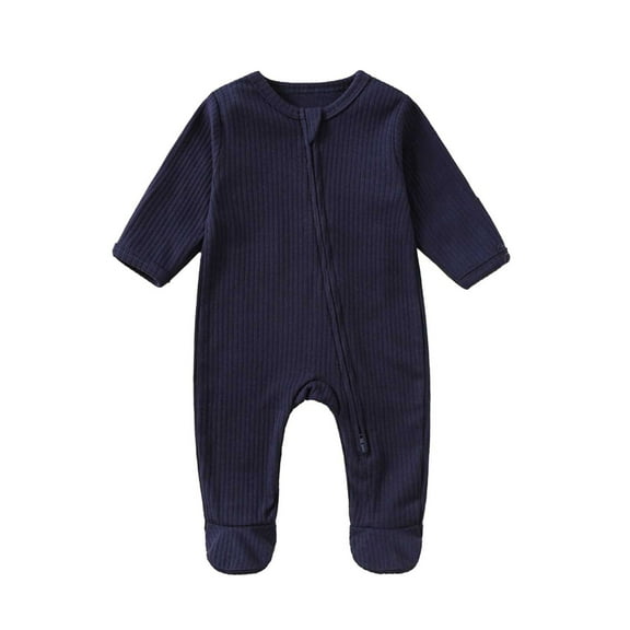LYHaoo Baby Bodysuit Autumn Winter Baby Overall Long Sleeve Zipper Jumpsuit Clothes Cover Baby Pajamas 0 1 Year Boys Jumpsuit Romper 0-6 Months Blue(Toddler)