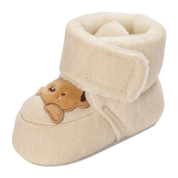 LYHaoo Baby Boots Fashion New Pattern Cartoon Cute Autumn And Winter Thickened Warm Comfortable Non Slip Shoes Sizes 4 Brown(Toddler)