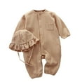 thumbnail image 1 of LYHaoo Baby Boy Romper Long Sleeve Button Down Shirt Romper Fall Newborn Romper With Hat Boys Jumpsuit Romper 0-3 Months Yellow(Toddler), 1 of 3