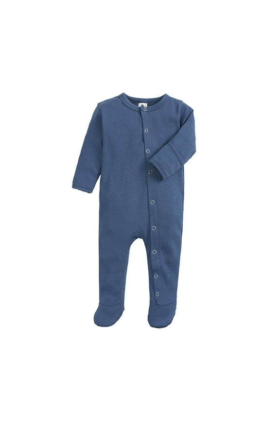 Baby Footed Pajamas With Mitten Cuffs Unisex Snap Up Romper Jumpsuit Sleep And Play 0 12 Months Boys Jumpsuit Romper 0-3 Months Blue(Toddler)