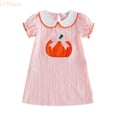 thumbnail image 1 of LYHaoo Baby Girl Halloween Dress Infant Pumpkin Embroidery Sleeve Outfit With Doll Collar,Girls Halloween Dress(2-3 Years), 1 of 7