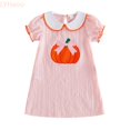 thumbnail image 1 of LYHaoo Baby Girl Halloween Dress Infant Pumpkin Embroidery Sleeve Outfit With Doll Collar,Girls Halloween Dress(3-4 Years), 1 of 7