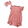 thumbnail image 1 of LYHaoo Baby Girl's Sleeveless Jumpsuit Infant Bodysuit Summer Clothing For 0 1 Year Olds Girls Jumpsuit Romper 0-3 Months Pink(Toddler), 1 of 4