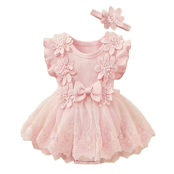 LYHaoo Baby Girls' Floral Bow Romper Solid Color 1PC Jumpsuit With Snap Closure Girls Jumpsuit Romper 12-18 Months Red(Toddler)