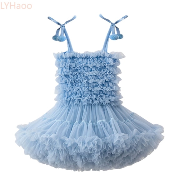 LYHaoo Baby Girls Mesh Tutu Dress Toddler Sleeveless Baby Girl Rainbow Tutu Princess Skirt Dress,Dresses for Girls Sizes 18-24 Months Blue