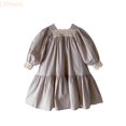 thumbnail image 1 of LYHaoo Baby Girls Long Sleeveless Solid Lace Spring Autumn Princess Dress Clothes,Girls Dresses for School Sizes 3-4 Years Purple, 1 of 4