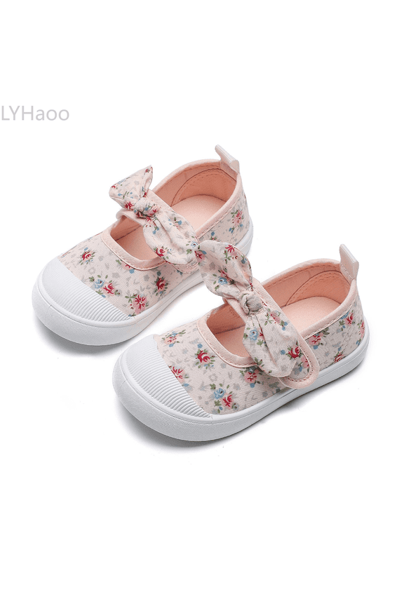 Baby Sneakers For Girls First Soft Breathable Lightweight Comfortable Toddler Shoes With Floral Bow Design Suitable For 12 Months To 3.5 Years Old Sizes 7 Toddler Pink(18-24 Months)