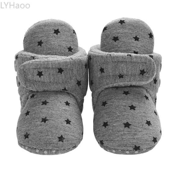 LYHaoo Baby Sneakers For Winter Warm Soft Sole First Shoes Cozy Lined Toddler Booties For Boys And Girls Sizes 5 Toddler Gray(6-9 Months)