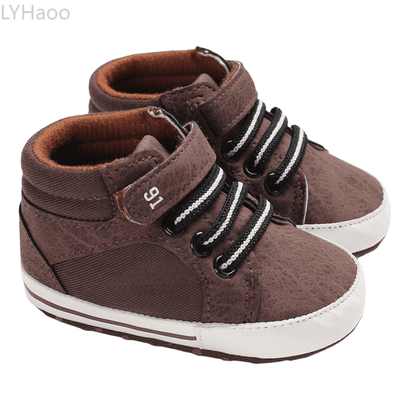 LYHaoo Baby Sneakers Soft Sole First Shoes For High Top Casual Toddler Shoes Lightweight Breathable Comfortable Learning Walking Shoes Sizes 11 Toddler Brown(0-6 Months)