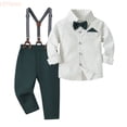thumbnail image 1 of LYHaoo Boy Suits Boys Wedding Outfit Dress Shirt With Bowtie/Suspender Pants For Formal Occasion Boys Outfit Sets Sizes (18-24 Months), 1 of 6