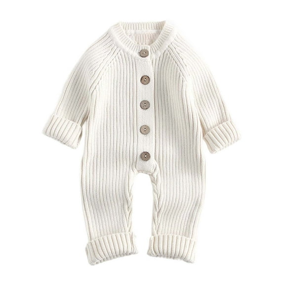 LYHaoo Boys And Girls Bodysuits Baby Fall Winter Knit Romper Cozy Outfit For Infants 3 24 Months Boys Jumpsuit Romper 3-6 Months White(Toddler)