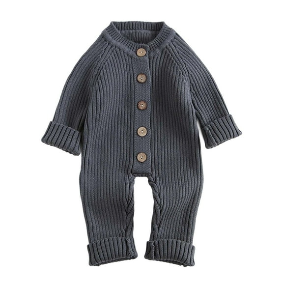 LYHaoo Boys And Girls Bodysuits Baby Fall Winter Knit Romper Cozy Outfit For Infants 3 24 Months Boys Jumpsuit Romper 6-12 Months Gray(Toddler)