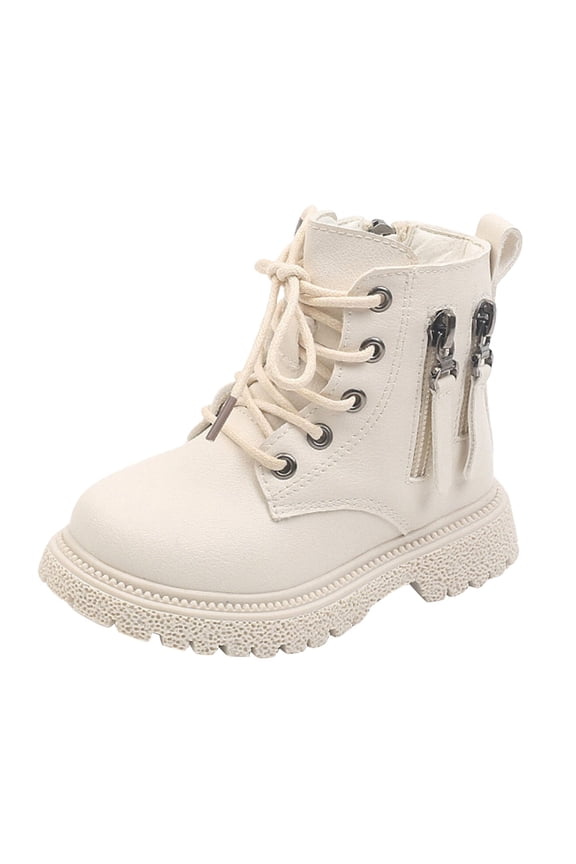 Boys And Girls Mesh Lace Shoes Fashion Mesh Lace Boots Non Slip Breathable Nude Boots Sizes 6 Beige(Toddler)