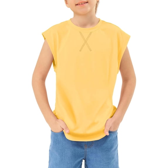 LYHaoo Boys Athletic Sleeveless T Shirts Kids Summer Casual Crewneck Tank Tops Tees 3 14 Years Classic Fit Sizes 5-6 Years Yellow