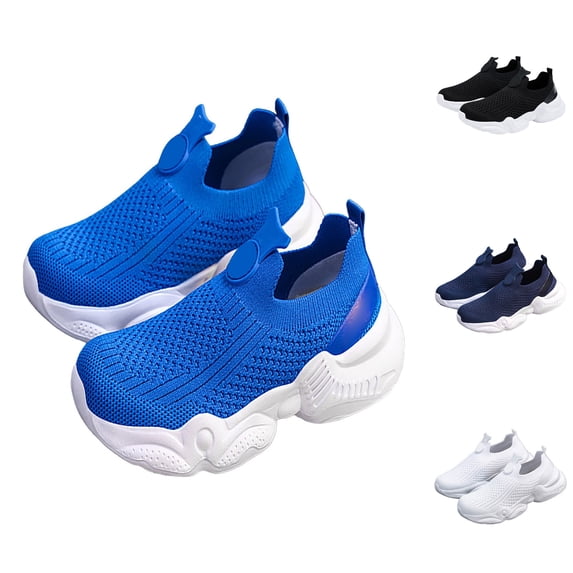 LYHaoo Boys Breathable Mesh Sneakers Lightweight Barefoot Slip-On Walking Shoes For Kids Outdoor Running,White,Sizes 15(8.66") Big Kid