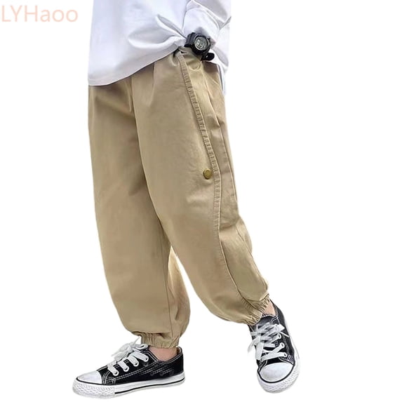 LYHaoo Boys Cargo Pants Casual Loose Fit Joggers For Kids Fall Thin Long Trousers Lightweight Comfortable Playwear Cargo Pants for Boys(Yellow)