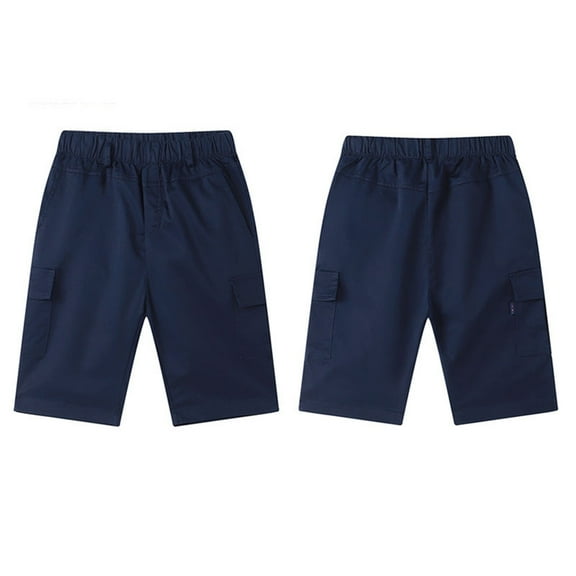 LYHaoo Boys Cargo Shorts For Kids Comfortable Elastic Waist Casual Summer Outdoor Play Six Inch Length Lightweight Breathable Stretchy Fit Sizes 12-13 Years Blue