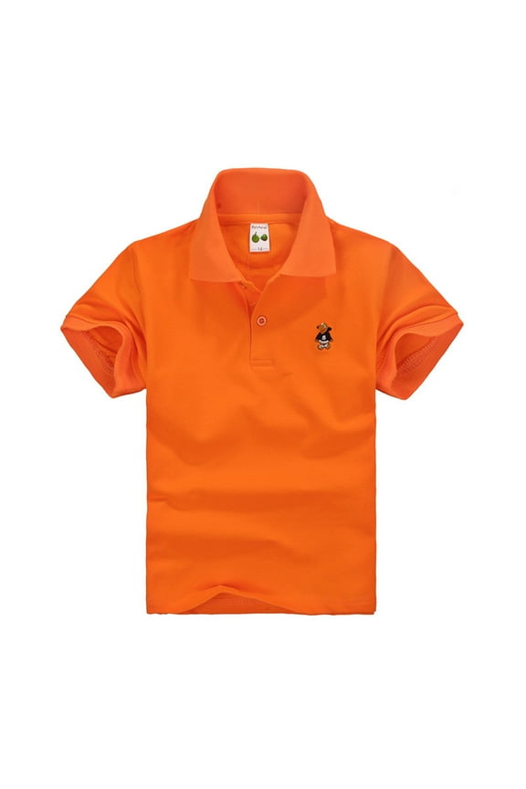 Boys Casual Collared Shirs School Uniform Children's Button Closure Short Sleeve Shirt Sizes 4-5 Years Orange