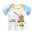thumbnail image 1 of LYHaoo Boys Casual Short Sleeve T Shirt Round Neck Comfortable Top For Toddler Kids Baby Boys Everyday Wear 6 Months To 6 Years Summer Basic Sizes 3-6 Months Blue, 1 of 3