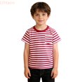 thumbnail image 1 of LYHaoo Boys Classic Striped Crewneck Tee For Kids Comfortable Casual Short Sleeve Top For Boys Summer T Shirts,Sizes 13-14 Years, 1 of 6