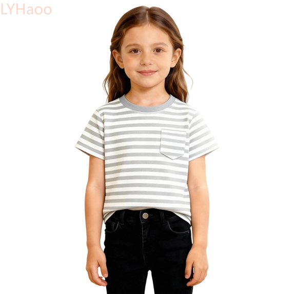 LYHaoo Boys Classic Striped Crewneck Tee For Kids Comfortable Casual Short Sleeve Top For Boys Summer T Shirts,Sizes 13-14 Years